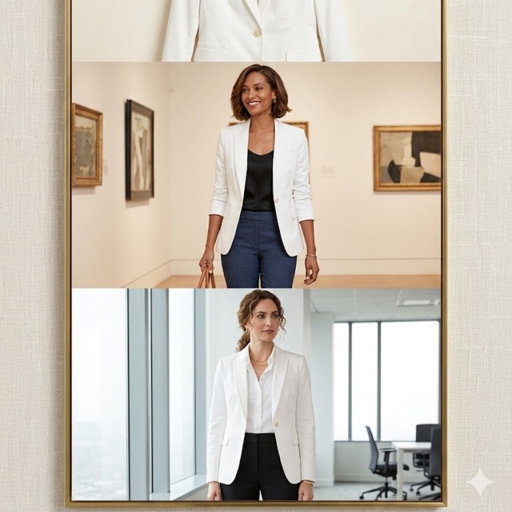 Banana Republic White One Button Tailored Blazer Jacket Size 6 - Picture 2 of 2
